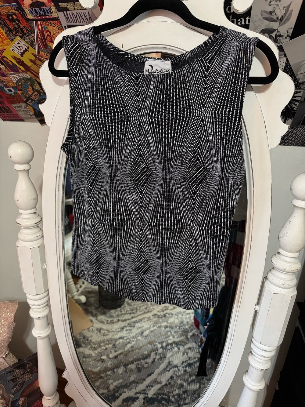 Nostalgia Black Geometric Sleeveless Tank Top